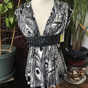 NWT Sky 100% Silk “HANNAH” plunging top (small)